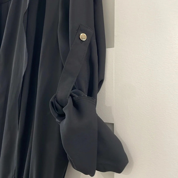 Jennifer Lopez Black Long Sleeve Gold Button Down Shorts Romper Size 2 - Picture 3 of 8